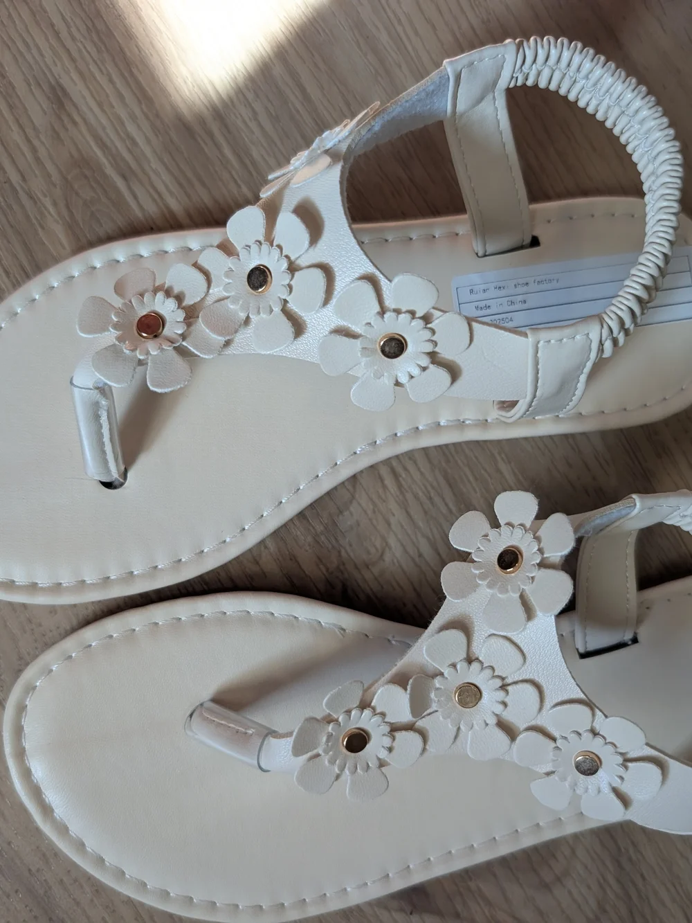 Girl’s White Floral T-Strap Sandals - Casual Summer Comfort